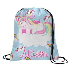 Rainbows and Unicorns Drawstring Backpack - Medium w/ Name or Text