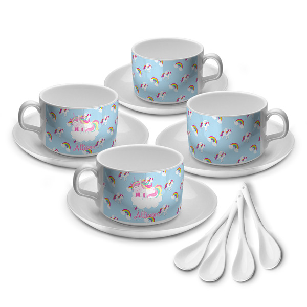 Custom Rainbows and Unicorns Tea Cup - Set of 4 (Personalized)