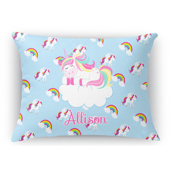 Rainbows and Unicorns Rectangular Throw Pillow Case - 12"x18" w/ Name or Text