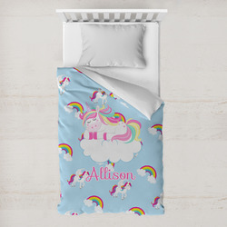 Rainbows and Unicorns Toddler Duvet Cover w/ Name or Text