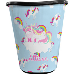 Rainbows and Unicorns Waste Basket - Double Sided (Black) w/ Name or Text