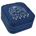 Rainbows and Unicorns Travel Jewelry Box - Navy Blue Leather