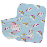 Rainbows and Unicorns Burp Cloths - Fleece - Set of 2 w/ Name or Text