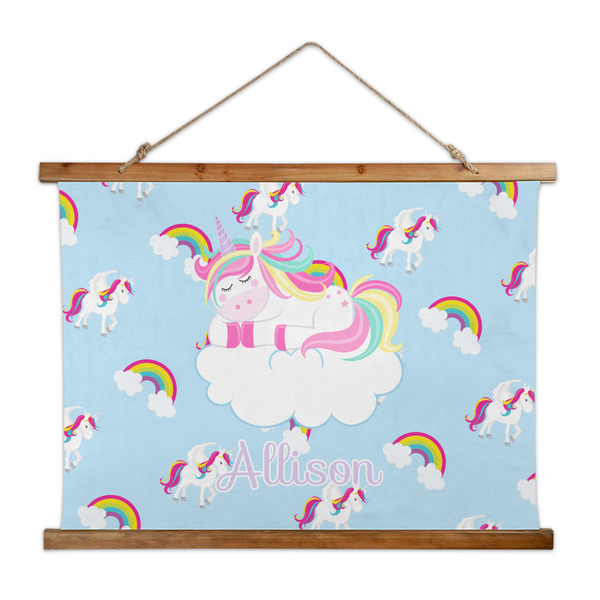 Custom Rainbows and Unicorns Wall Hanging Tapestry - Wide (Personalized)