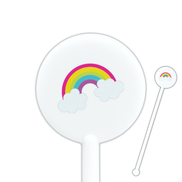 Custom Rainbows and Unicorns 5.5" Round Plastic Stir Sticks - White - Double Sided