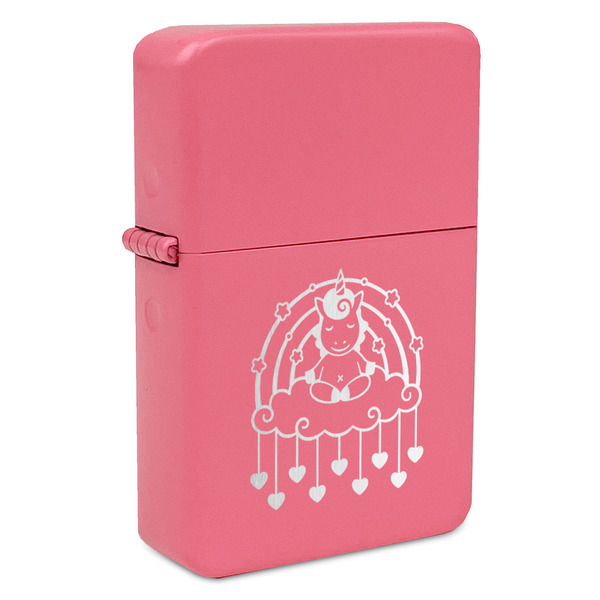 Custom Rainbows and Unicorns Windproof Lighter - Pink - Single Sided