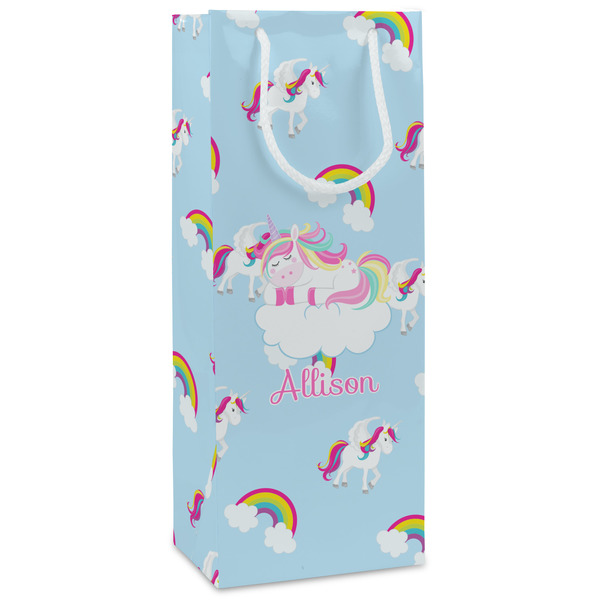 Custom Rainbows and Unicorns Wine Gift Bags - Matte (Personalized)