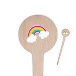 Rainbows and Unicorns 4" Round Wooden Food Picks - Single Sided