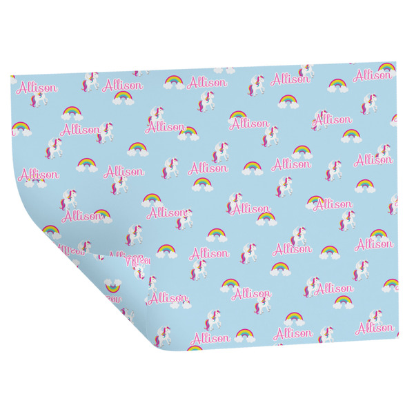 Custom Rainbows and Unicorns Wrapping Paper Sheets - Double-Sided - 20" x 28" (Personalized)