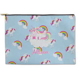 Rainbows and Unicorns Zipper Pouch - Large - 12.5"x8.5" w/ Name or Text