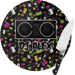 Music DJ Master Round Glass Cutting Board - Small (Personalized)