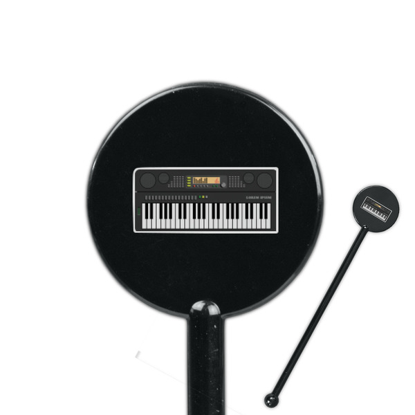 Custom DJ Music Master 5.5" Round Plastic Stir Sticks - Black - Single Sided