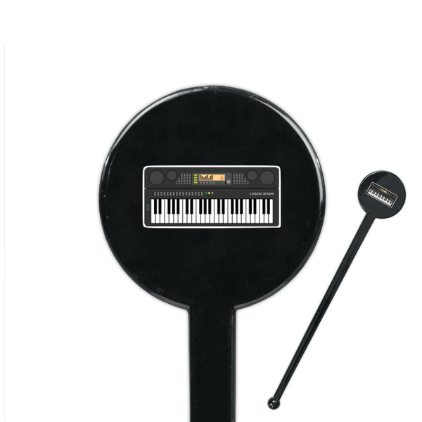 Custom DJ Music Master 7" Round Plastic Stir Sticks - Black - Double Sided