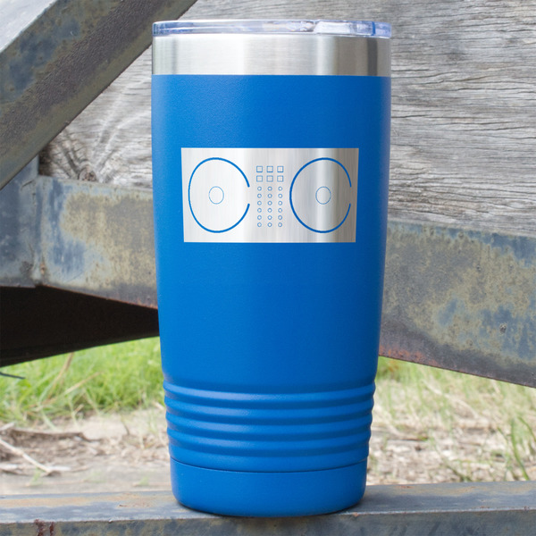 Custom DJ Music Master 20 oz Stainless Steel Tumbler - Royal Blue - Double Sided (Personalized)