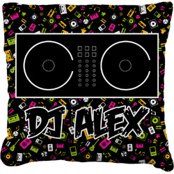 Music DJ Master Faux-Linen Throw Pillow 16" w/ Name or Text
