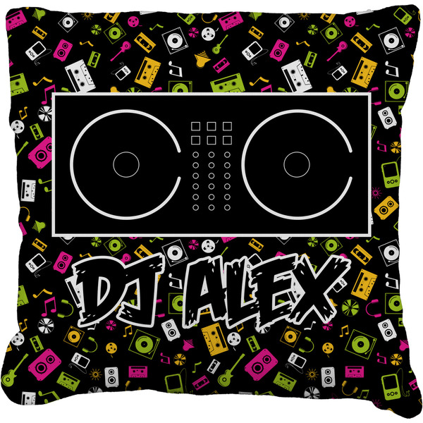 Custom Music DJ Master Faux-Linen Throw Pillow 20" w/ Name or Text