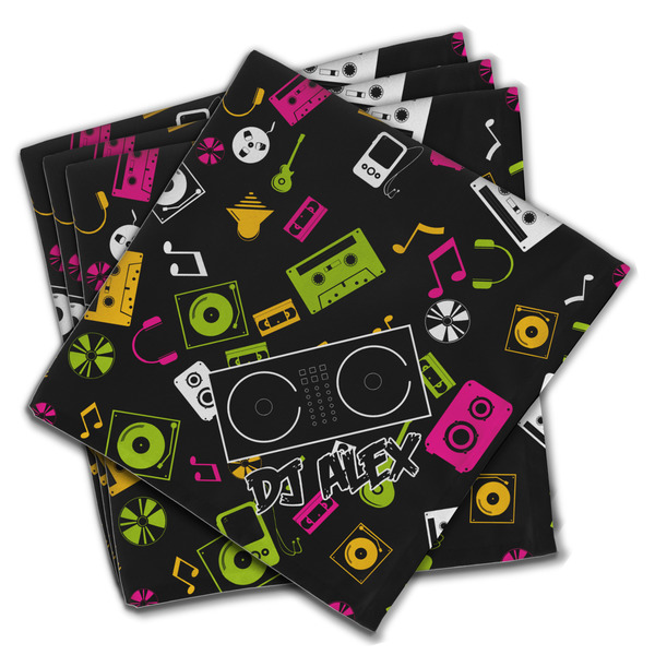 Custom Music DJ Master Cloth Dinner Napkins - Set of 4 w/ Name or Text