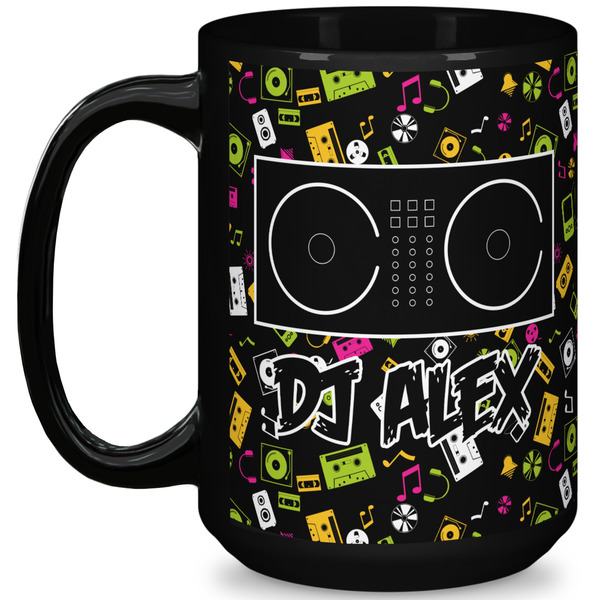 Custom Music DJ Master 15 Oz Coffee Mug - Black (Personalized)