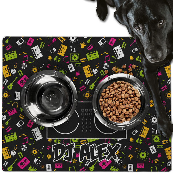 Custom Music DJ Master Dog Food Mat - Large w/ Name or Text