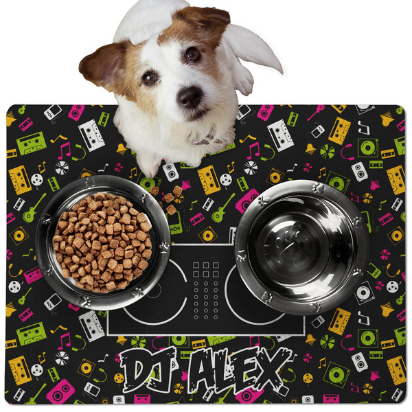 Custom Music DJ Master Dog Food Mat - Medium w/ Name or Text