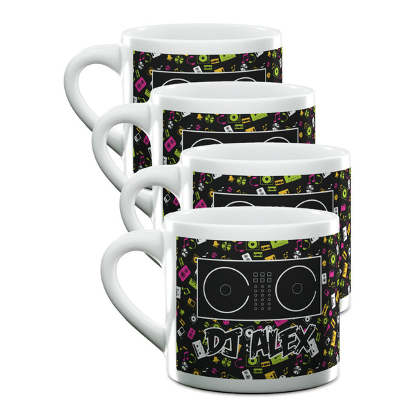 Custom Music DJ Master Double Shot Espresso Cups - Set of 4 (Personalized)