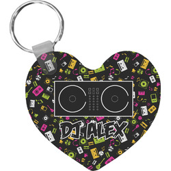 Music DJ Master Heart Plastic Keychain w/ Name or Text