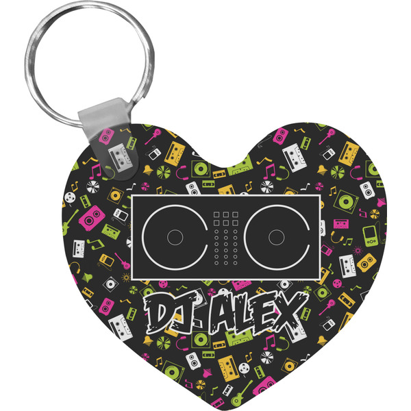 Custom Music DJ Master Heart Plastic Keychain w/ Name or Text