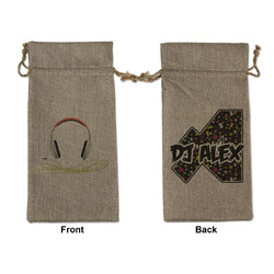 Music DJ Master Large Burlap Gift Bag - Front & Back (Personalized)