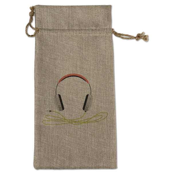 Custom Music DJ Master Large Burlap Gift Bag - Front