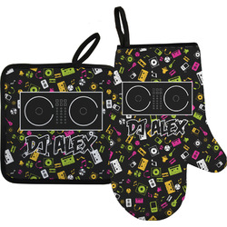 Music DJ Master Oven Mitt & Pot Holder Set w/ Name or Text