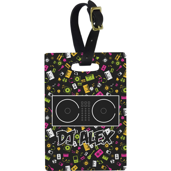 Custom Music DJ Master Plastic Luggage Tag - Rectangular w/ Name or Text