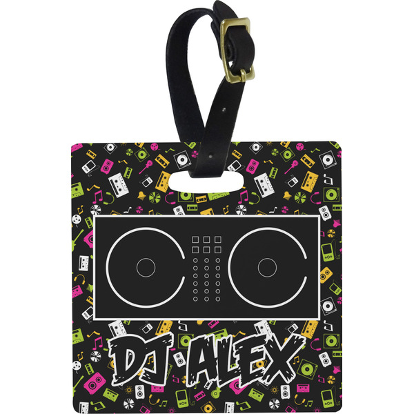 Custom Music DJ Master Plastic Luggage Tag - Square w/ Name or Text