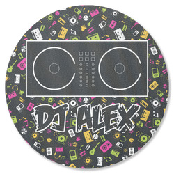 Music DJ Master Round Rubber Backed Coaster w/ Name or Text