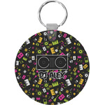 Music DJ Master Round Plastic Keychain (Personalized)