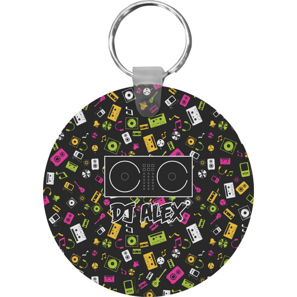 Custom Music DJ Master Round Plastic Keychain (Personalized)