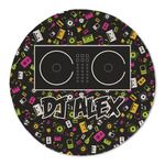 DJ Music Master Round Linen Placemat - Single Sided (Personalized)