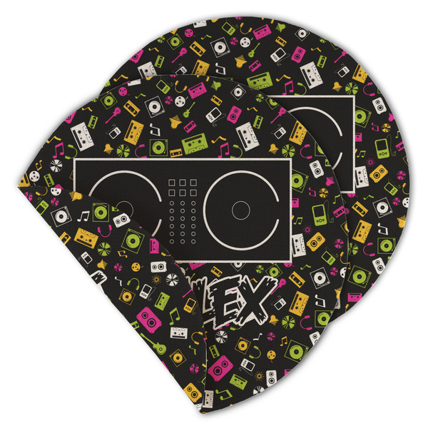 Custom DJ Music Master Round Linen Placemat - Double Sided (Personalized)