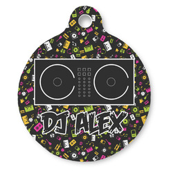 DJ Music Master Round Pet ID Tag (Personalized)