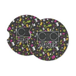 DJ Music Master Sandstone Car Coasters - Set of 2 (Personalized)