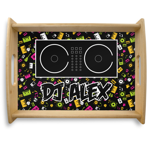 Custom Music DJ Master Natural Wooden Tray - Large w/ Name or Text