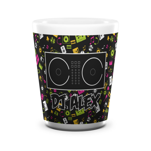 Custom DJ Music Master Ceramic Shot Glass - 1.5 oz - White - Single (Personalized)