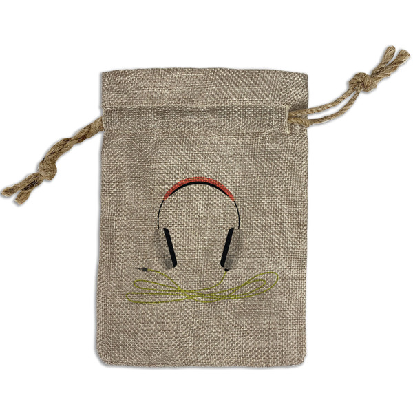 Custom Music DJ Master Small Burlap Gift Bag - Front