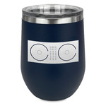 DJ Music Master Stemless Stainless Steel Wine Tumbler - Navy - Single Sided