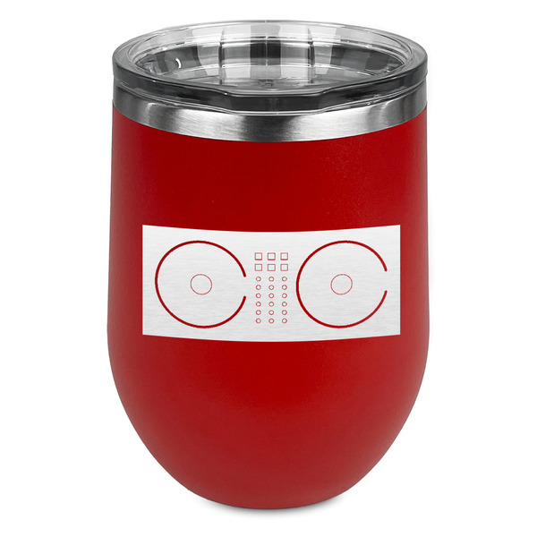 Custom DJ Music Master Stemless Stainless Steel Wine Tumbler - Red - Double Sided (Personalized)