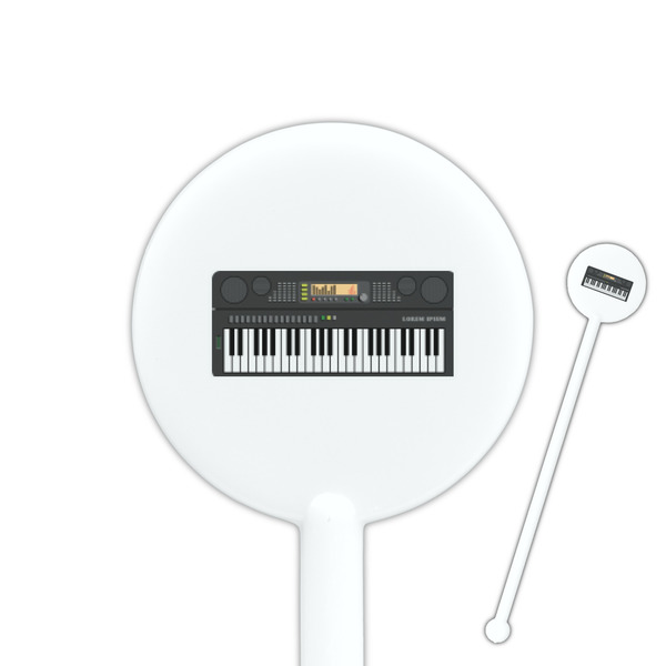 Custom DJ Music Master 5.5" Round Plastic Stir Sticks - White - Double Sided