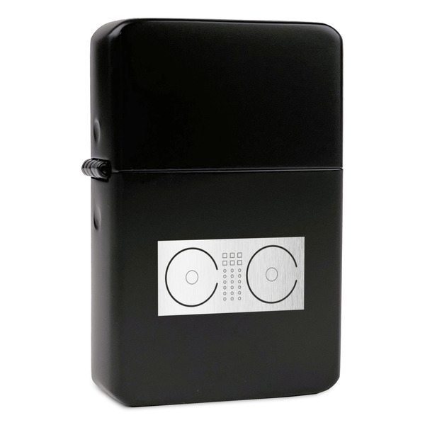 Custom DJ Music Master Windproof Lighter - Black - Double Sided & Lid Engraved