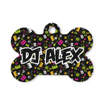 DJ Music Master Bone Shaped Dog ID Tag - Small (Personalized)