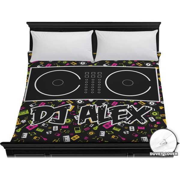 Custom Music DJ Master Duvet Cover - King w/ Name or Text