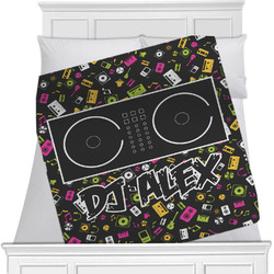 Music DJ Master Minky Blanket - Twin / Full - 80"x60" - Single Sided w/ Name or Text