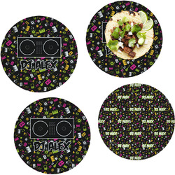 Music DJ Master Set of 4 Glass Lunch / Dinner Plate 10" (Personalized)